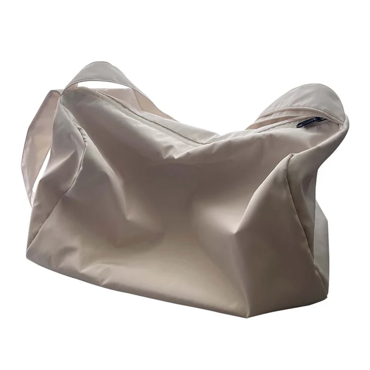 210D Nylon Crossbody Bag Gym Bag Waterproof Large Sports Fitness Duffle Shoulder Bag - Beige