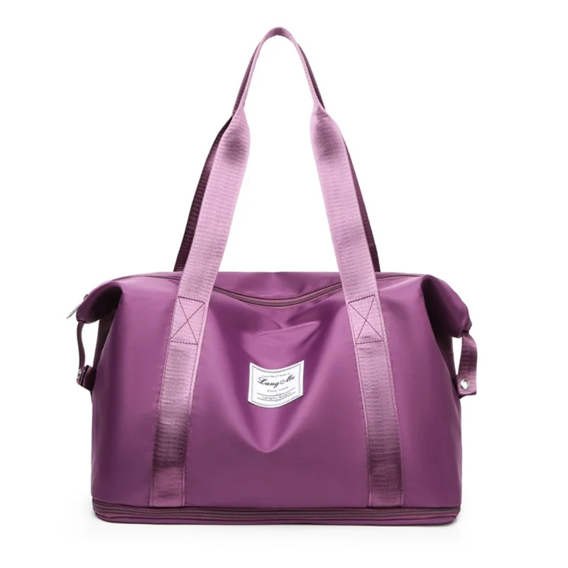Waterproof 210D Nylon Sports Fitness Tote Single Shoulder Bag Travel Luggage Bag - Dark Purple