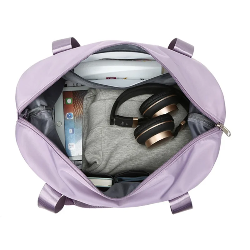 Waterproof 210D Nylon Sports Fitness Tote Single Shoulder Bag Travel Luggage Bag - Dark Purple