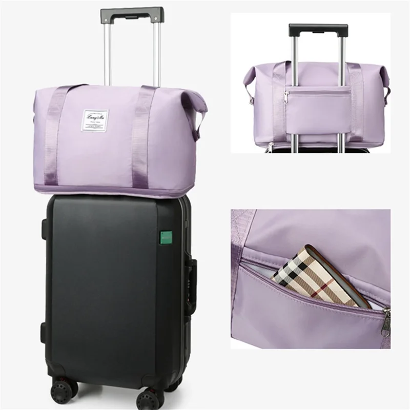Waterproof 210D Nylon Sports Fitness Tote Single Shoulder Bag Travel Luggage Bag - Dark Purple