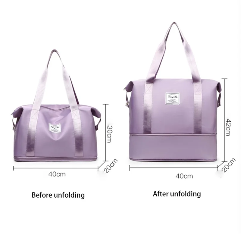 Waterproof 210D Nylon Sports Fitness Tote Single Shoulder Bag Travel Luggage Bag - Dark Purple