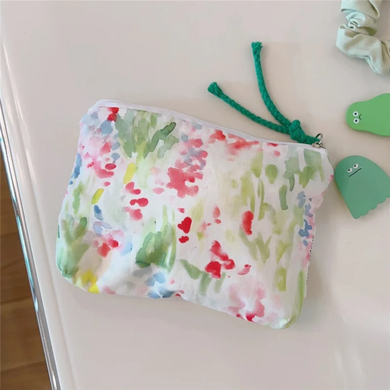 Pattern Cosmetic Organizer Coin Key Storage Bag Cotton Cloth+Canvas Makeup Pouch for Toiletries - Watercolor Painting