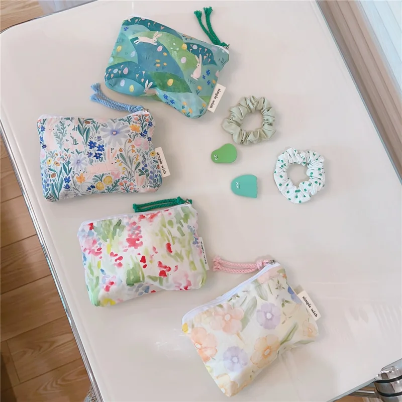 Pattern Cosmetic Organizer Coin Key Storage Bag Cotton Cloth+Canvas Makeup Pouch for Toiletries - Watercolor Painting