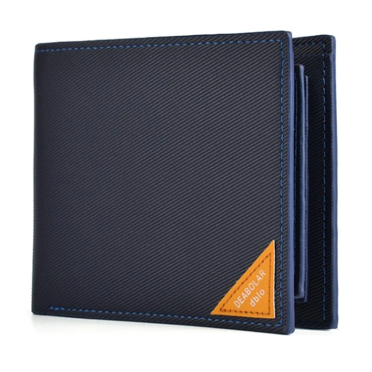DEABOLAR Men Short Wallet Cross Texture PU Leather Driver License Holder Bag - Blue
