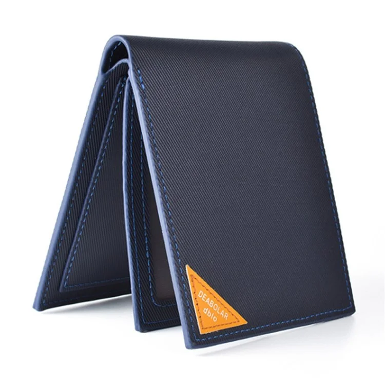 DEABOLAR Men Short Wallet Cross Texture PU Leather Driver License Holder Bag - Blue