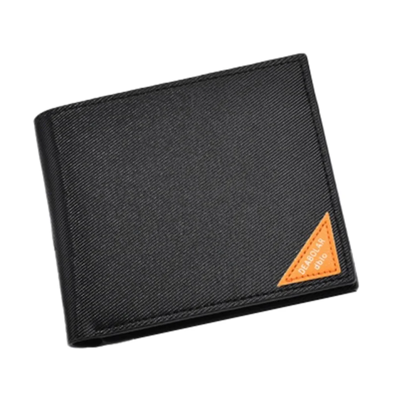 DEABOLAR Men Short Wallet Cross Texture PU Leather Driver License Holder Bag - Black