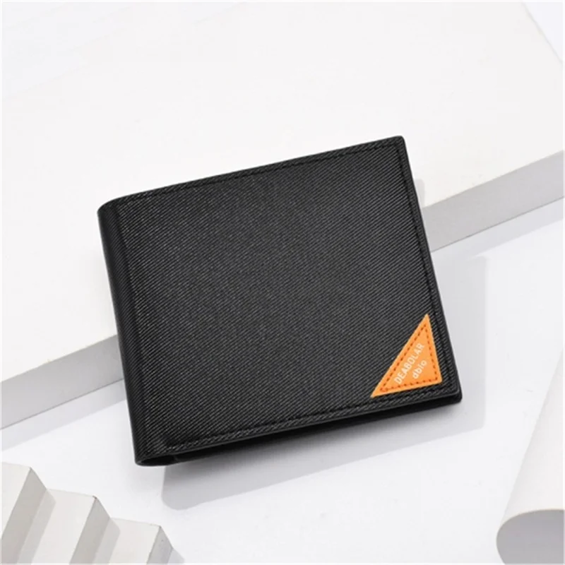 DEABOLAR Men Short Wallet Cross Texture PU Leather Driver License Holder Bag - Black