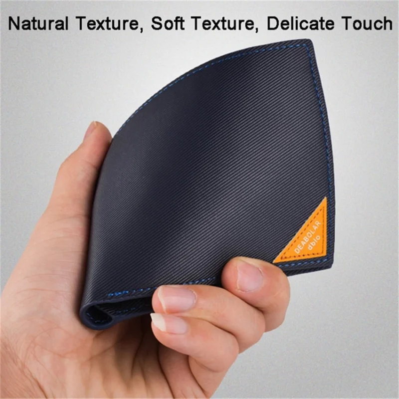 DEABOLAR Men Short Wallet Cross Texture PU Leather Driver License Holder Bag - Black