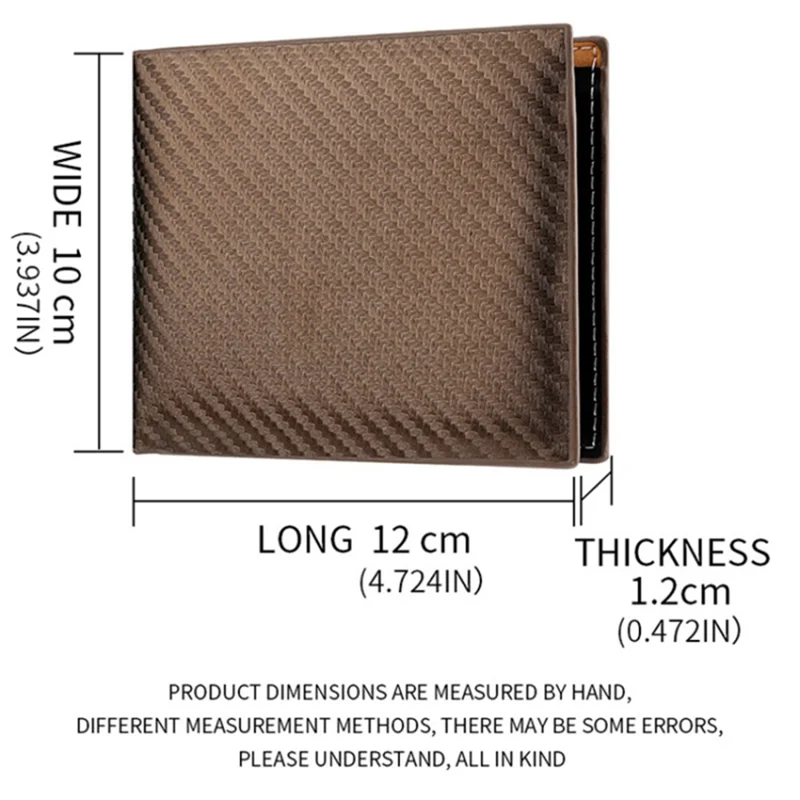 Coin Card Holder Bag Carbon Fiber Texture PU Leather Men Bi-fold Short Wallet - Grey