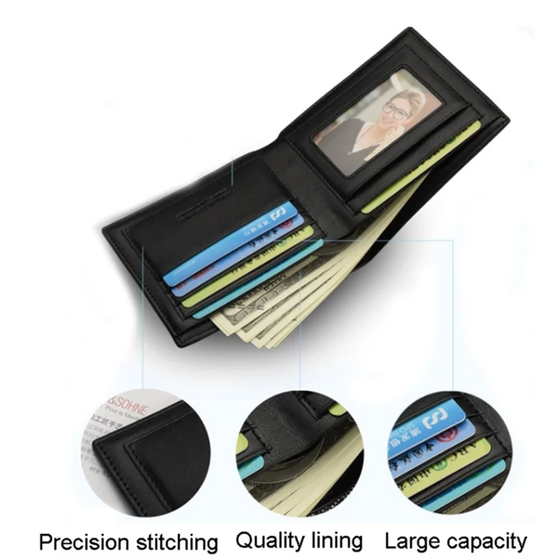 Business PU Leather Men Short Wallet Card Holder Billfold Coin Purse Bag - 738-1 Horizontal