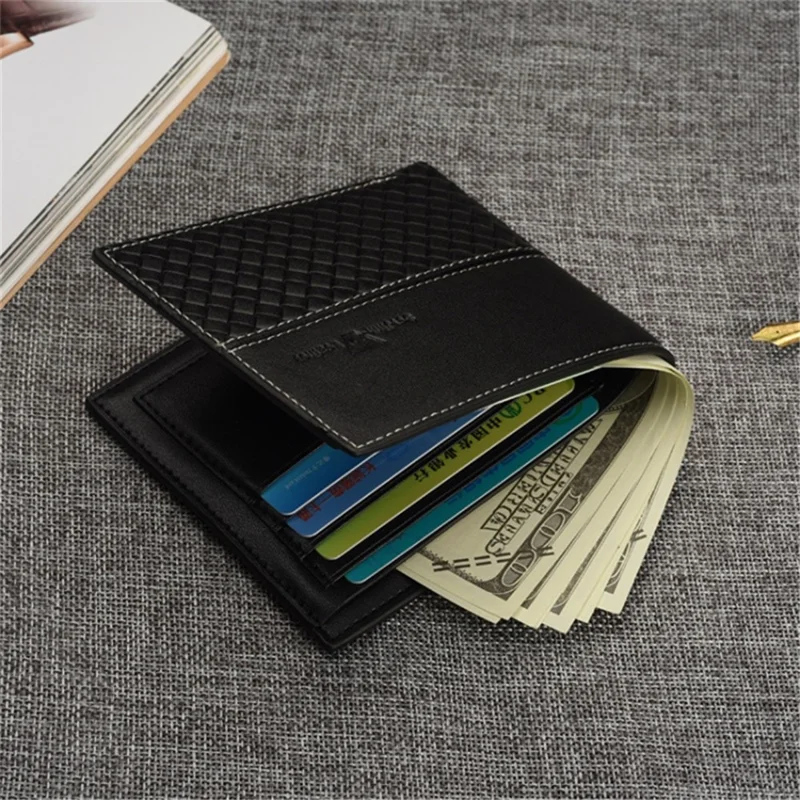 Business PU Leather Men Short Wallet Card Holder Billfold Coin Purse Bag - 738-1 Horizontal