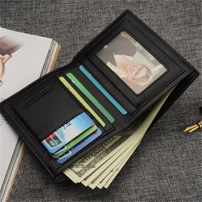 Business PU Leather Men Short Wallet Card Holder Billfold Coin Purse Bag - 738-1 Horizontal