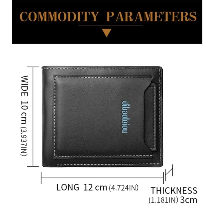 Portefeuille en PU à blocage RFID DEABOLAR pour hommes, porte-cartes multicouches, bourse à monnaie rétro - Marron