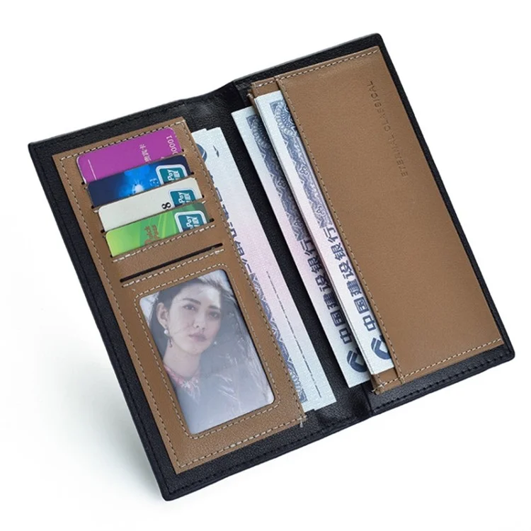 DEABOLAR Men's Wallet Wood Texture PU Leather Coin Card Storage Holder Cash Organizer Pouch - Coffee