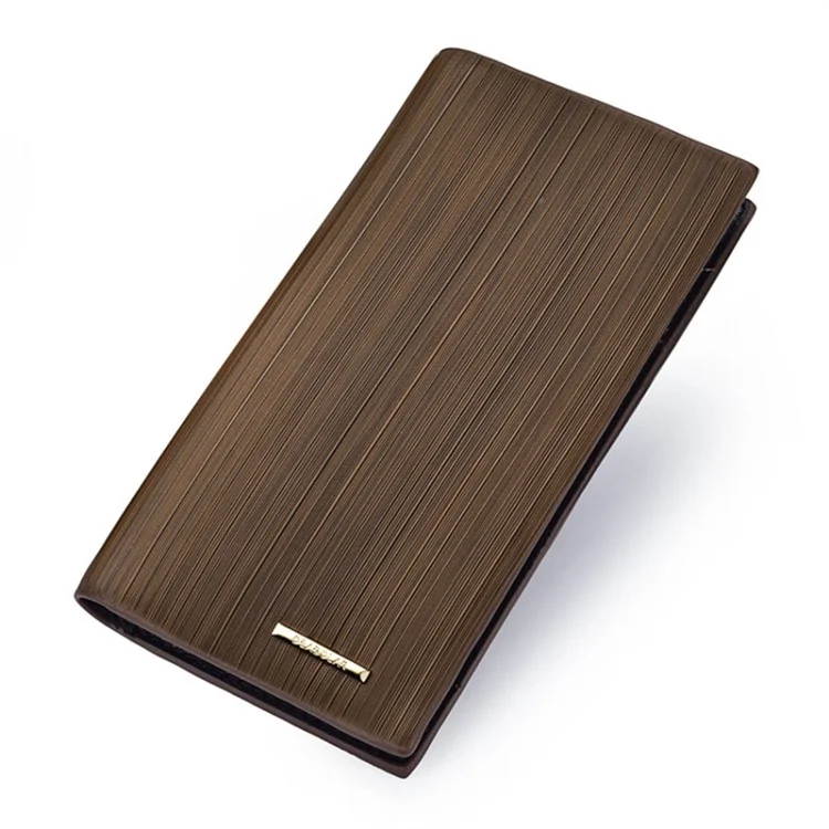 DEABOLAR Men's Wallet Wood Texture PU Leather Coin Card Storage Holder Cash Organizer Pouch - Coffee