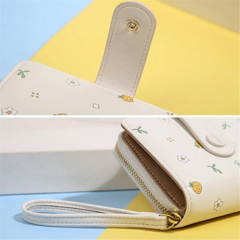 Pattern Printed PU Leather Short Wallet Zipper Pocket Coin Purse Card Bag - Sapphire