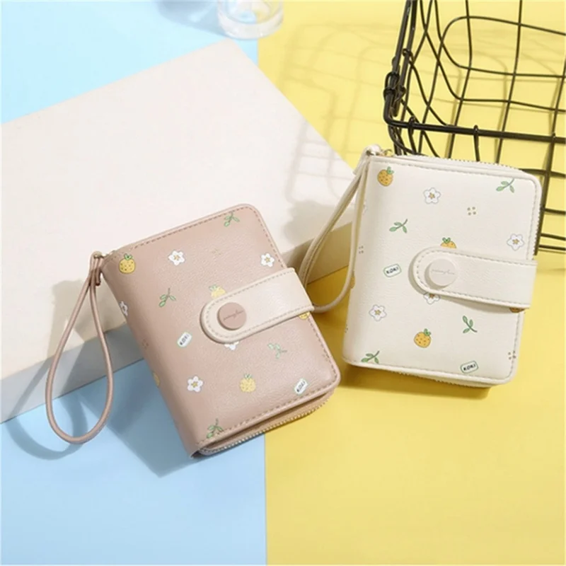 Pattern Printed PU Leather Short Wallet Zipper Pocket Coin Purse Card Bag - Sapphire