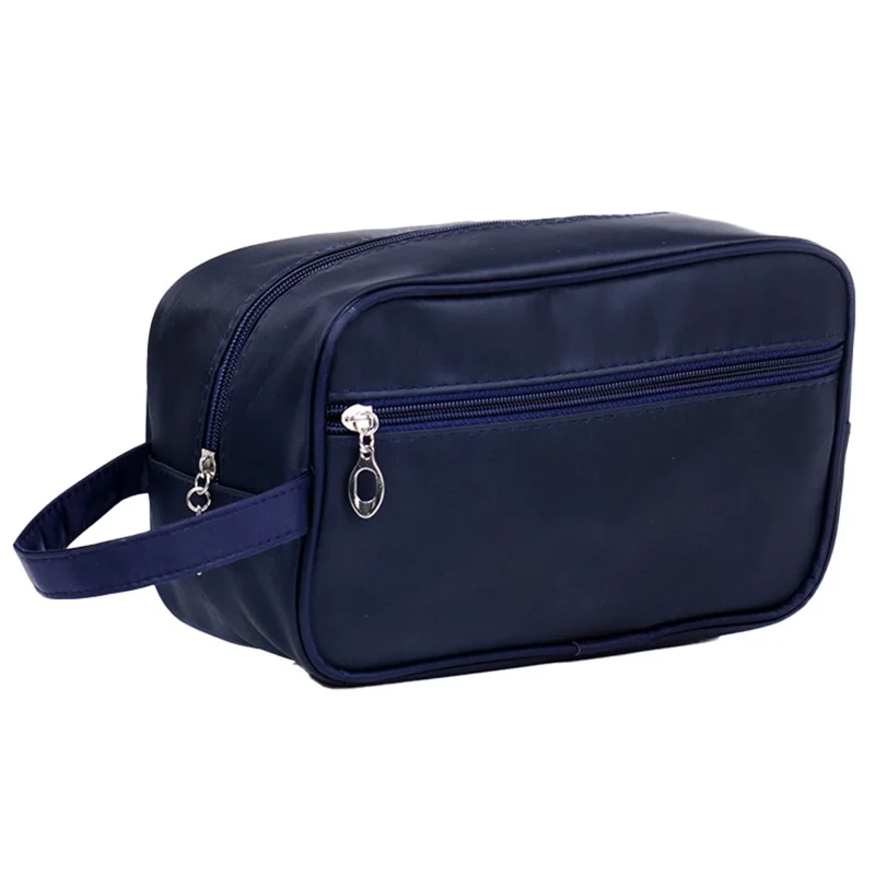 Men Toiletry Bag Nylon Zipper Wash Bag Pouch Travel Handbag Organizer - Dark Blue