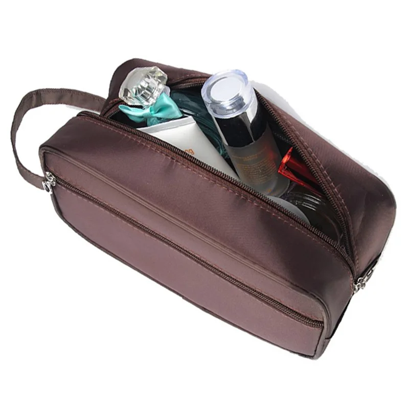 Men Toiletry Bag Nylon Zipper Wash Bag Pouch Travel Handbag Organizer - Dark Blue