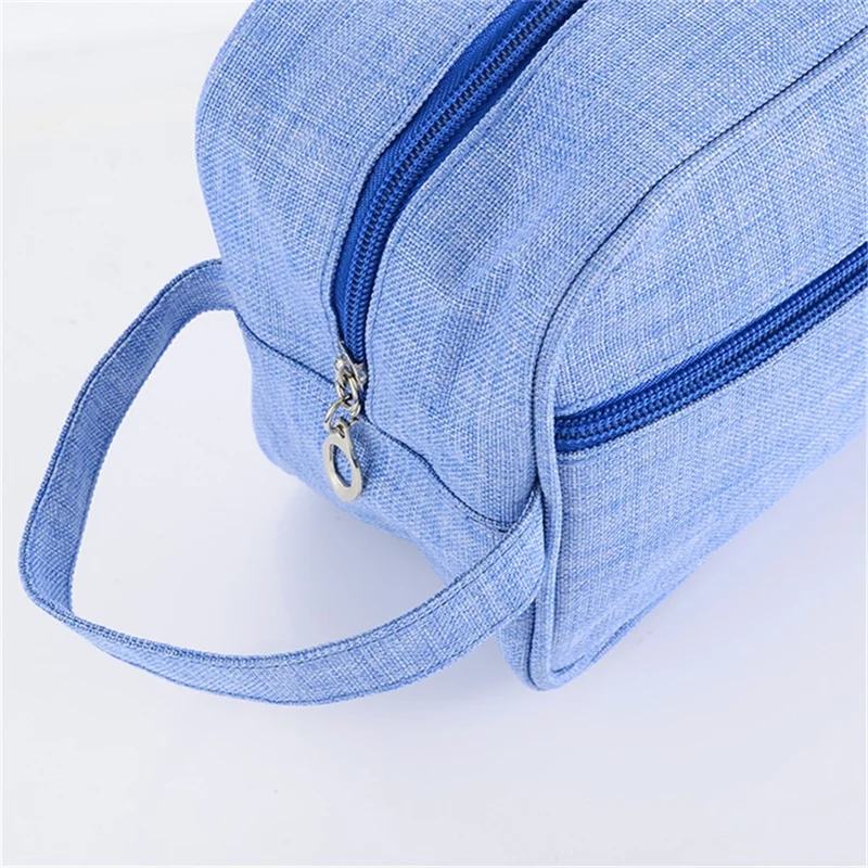 Men Toiletry Bag Nylon Zipper Wash Bag Pouch Travel Handbag Organizer - Dark Blue