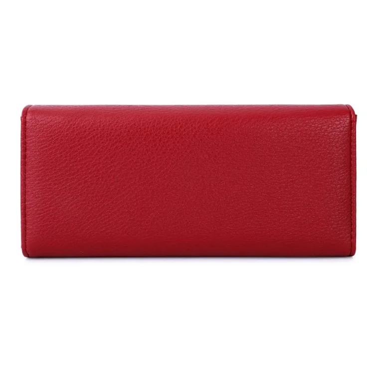 TAILIAN T5601-039 Litchi Texture Tri-fold Women Long Wallet PU Leather Snap Button Multiple Cards Slots Purse - Red
