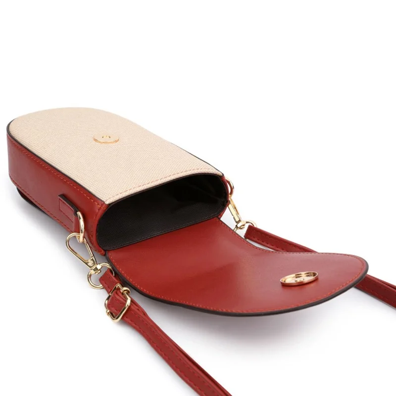 TAILIAN TC111-005 Canvas Texture PU Leather Women Small Crossbody Bag Phone Cosmetics Carrying Bag - Red