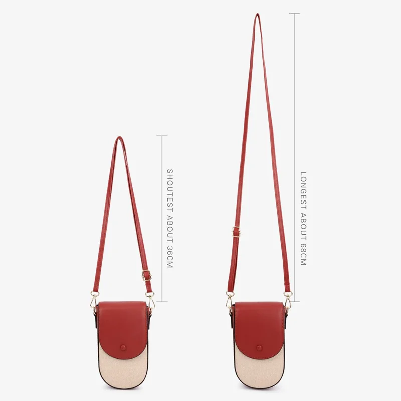 TAILIAN TC111-005 Canvas Texture PU Leather Women Small Crossbody Bag Phone Cosmetics Carrying Bag - Red