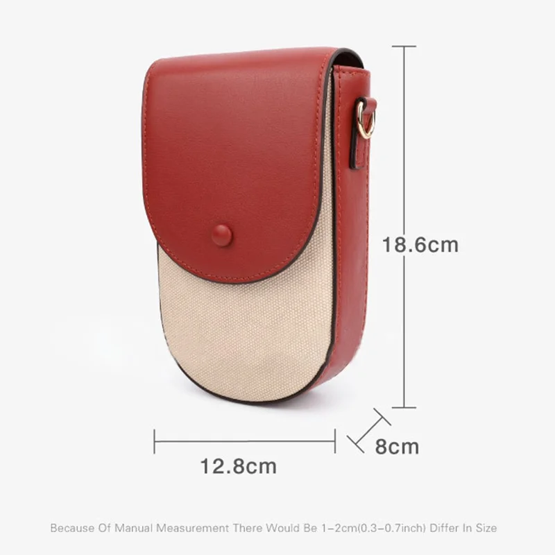 TAILIAN TC111-005 Canvas Texture PU Leather Women Small Crossbody Bag Phone Cosmetics Carrying Bag - Red