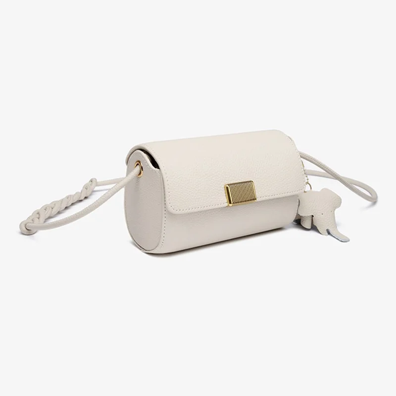 CKZC2245 Casual Crossbody Bag Top Layer Cowhide Leather Flip Cover Women Shoulder Bag Phone Pouch - Beige