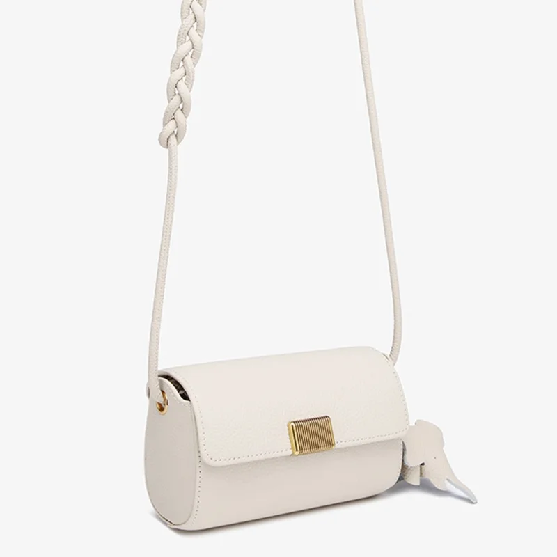 CKZC2245 Casual Crossbody Bag Top Layer Cowhide Leather Flip Cover Women Shoulder Bag Phone Pouch - Beige