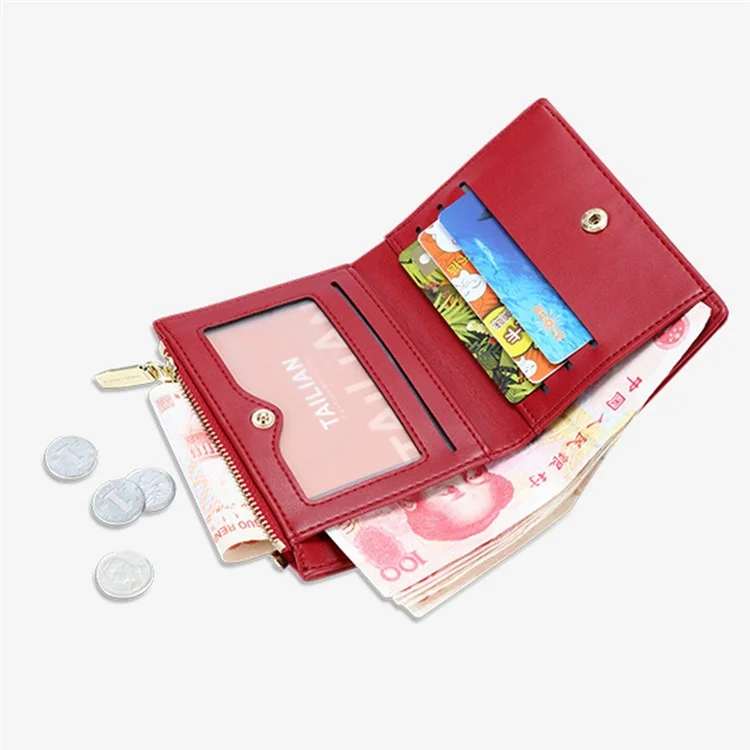 TAILIAN T2602-089 Girl's Wallet PU Leather Travel Card Storage Holder Coin Pouch Bag Billfold for Women - Pink