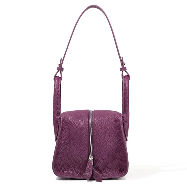 Borsa a tracolla da donna in pelle di mucca di prima qualità con zip - Viola
