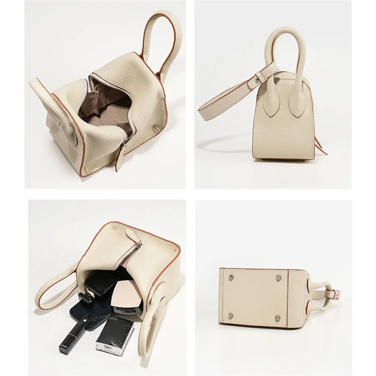 Borsa a tracolla da donna in pelle di mucca di prima qualità con zip - Viola