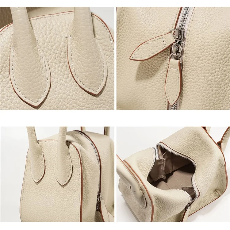 Borsa a tracolla da donna in pelle di mucca di prima qualità con zip - Viola