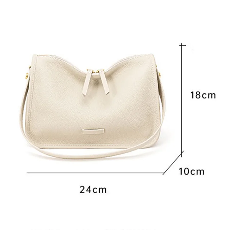 JY9582-S Fashion Women Handbag Top Layer Cowhide Leather Crossbody Shoulder Bag Underarm Bag - Grau