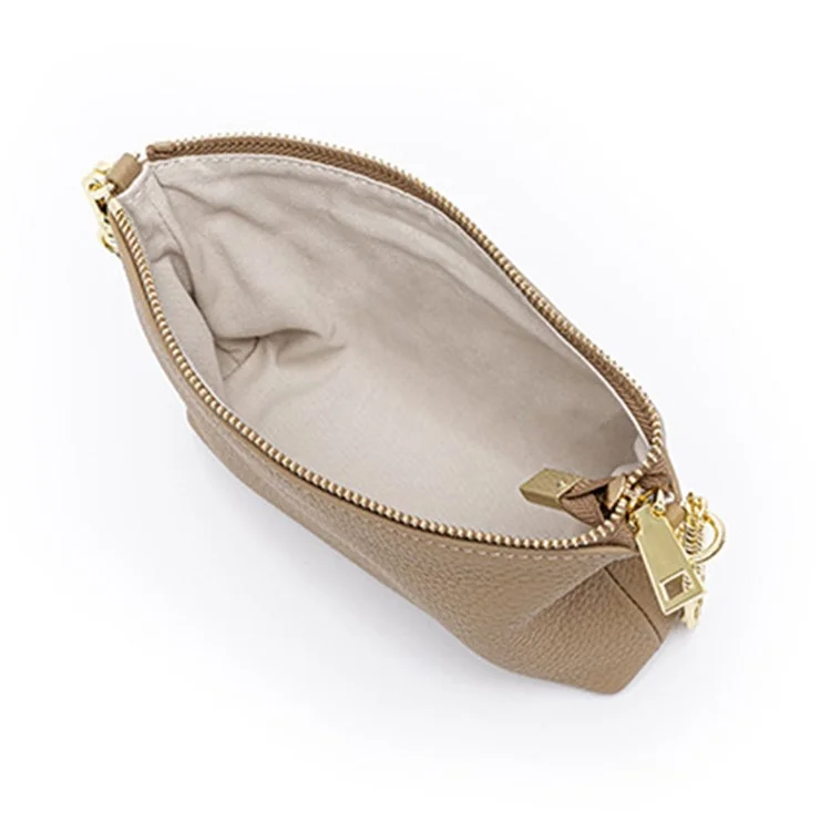 9632 Women Zipper Dumpling Bag Handbag Top Layer Cowhide Leather Crossbody Shoulder Bag with Chain Strap - Green