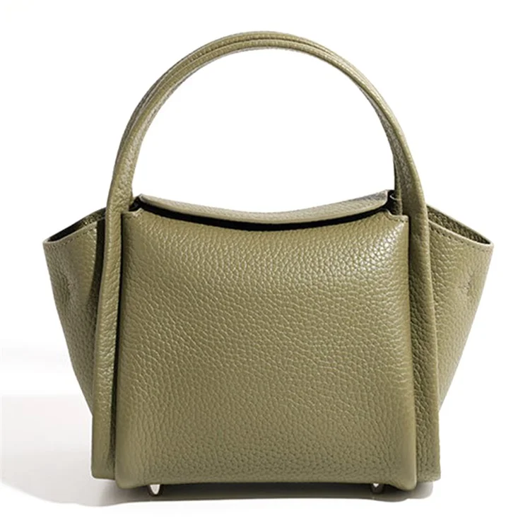 9662 Top Layer Cowhide Leather Handbag Fashion Women Crossbody Bag with Shoulder Strap - Green