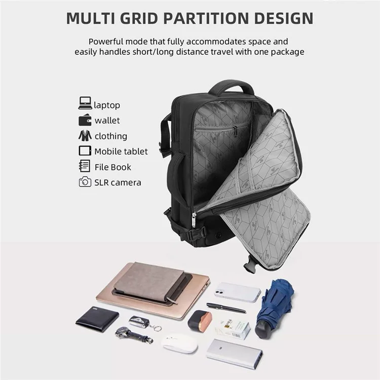 BOISEEN 3506 Waterproof Oxford Cloth Laptop Backpack Men's Travel Shoulders Bag Briefcase Handbag