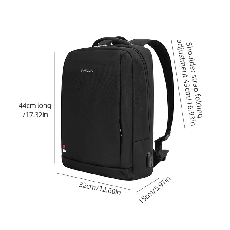 BOISEEN 3537 Oxford Cloth 15.6-Inch Laptop Backpack Men's Travel Shoulders Bag with External USB Port
