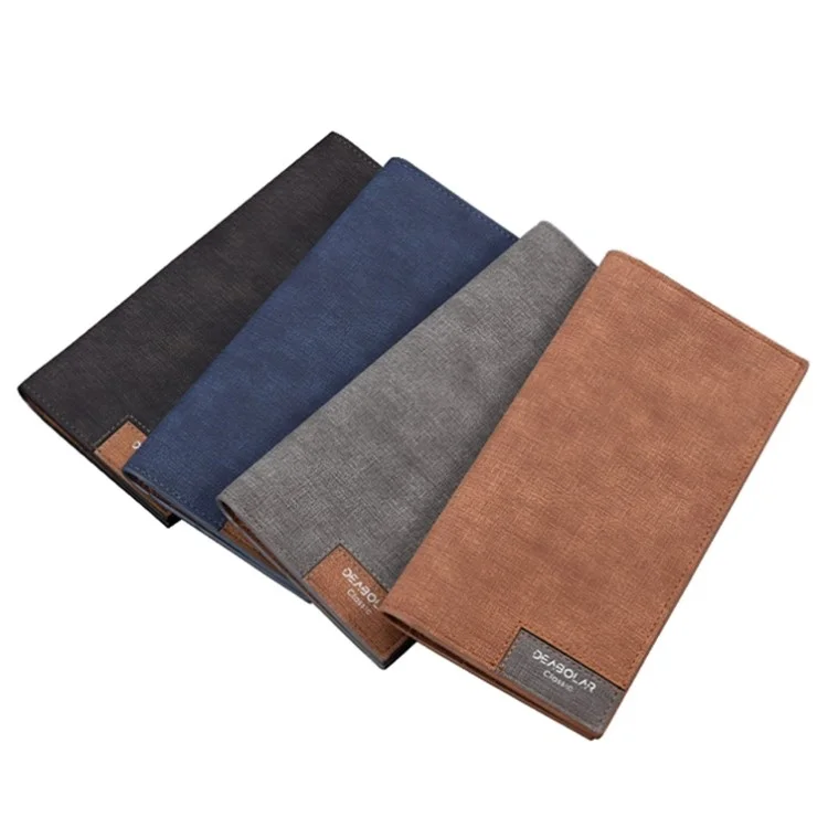 DEABOLAR PU Leather Men Wallet Clutch Multiple Card Slots Ultra Slim Billfold Long Purse - Café