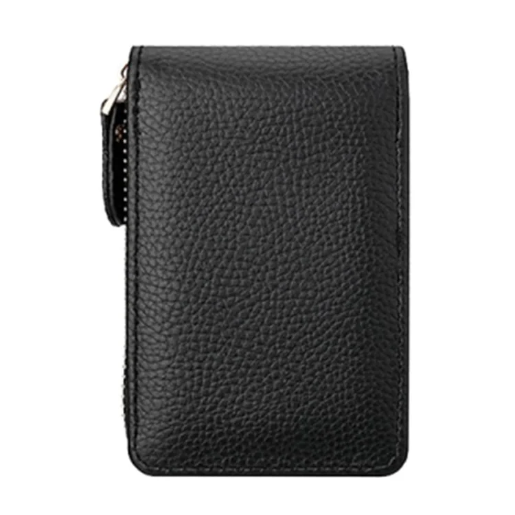 DEABOLAR Accordion Style Multiple Card Slots Holder PU Leather Wallet Coin Purse Zipper Cash Bag - Schwarz