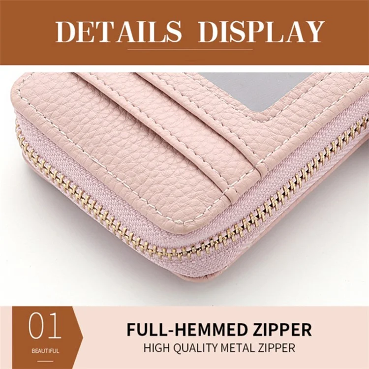 DEABOLAR Accordion Style Multiple Card Slots Holder PU Leather Wallet Coin Purse Zipper Cash Bag - Schwarz