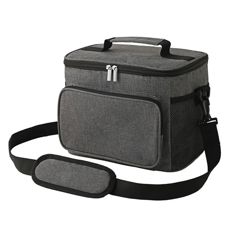 Sac isotherme de voyage, sac déjeuner isotherme en toile Oxford 10 L avec bandoulière - Gris