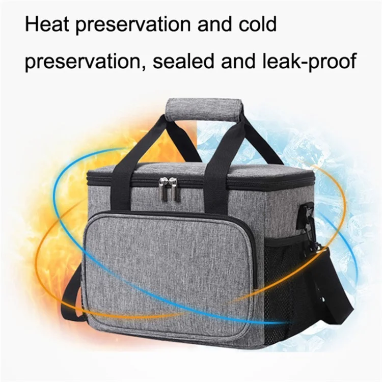 Sac isotherme de voyage, sac déjeuner isotherme en toile Oxford 10 L avec bandoulière - Gris