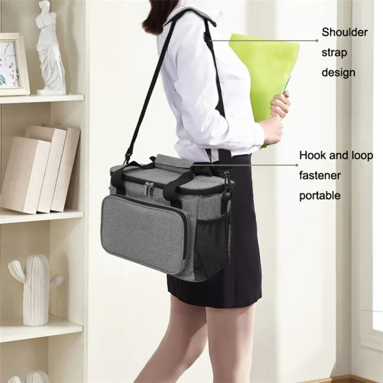Sac isotherme de voyage, sac déjeuner isotherme en toile Oxford 10 L avec bandoulière - Gris