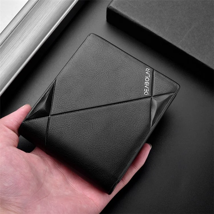 DEABOLAR Short Wallet with Zipper Pocket Men Slim PU Leather Coin Storage Card Holder Bag - Coffee