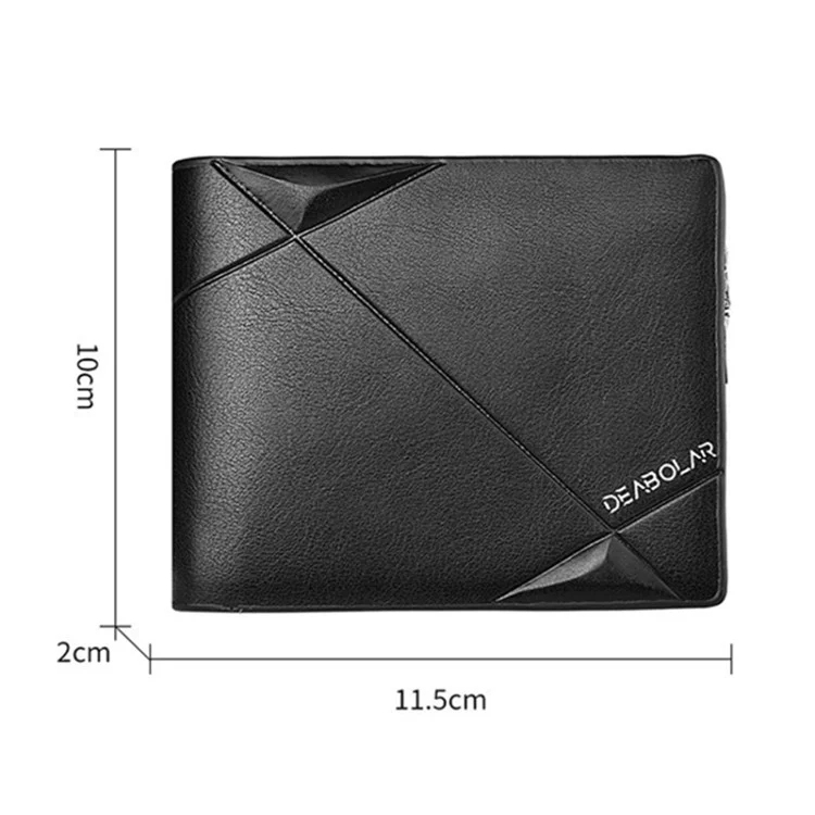 DEABOLAR Short Wallet with Zipper Pocket Men Slim PU Leather Coin Storage Card Holder Bag - Coffee