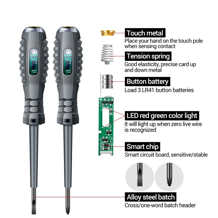 ANENG B05 Flat / Cross Screwdriver Set Lightweight Portable Electric Pen Tester with LED Light