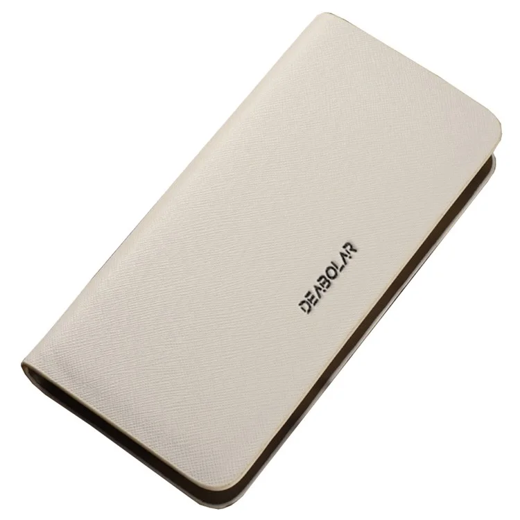 DEABOLAR Cross Texture PU Leather Men Zipper Wallet Cards Cash Phone Holder Clutch Bag - White