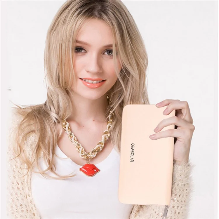 DEABOLAR Cross Texture PU Leather Men Zipper Wallet Cards Cash Phone Holder Clutch Bag - White